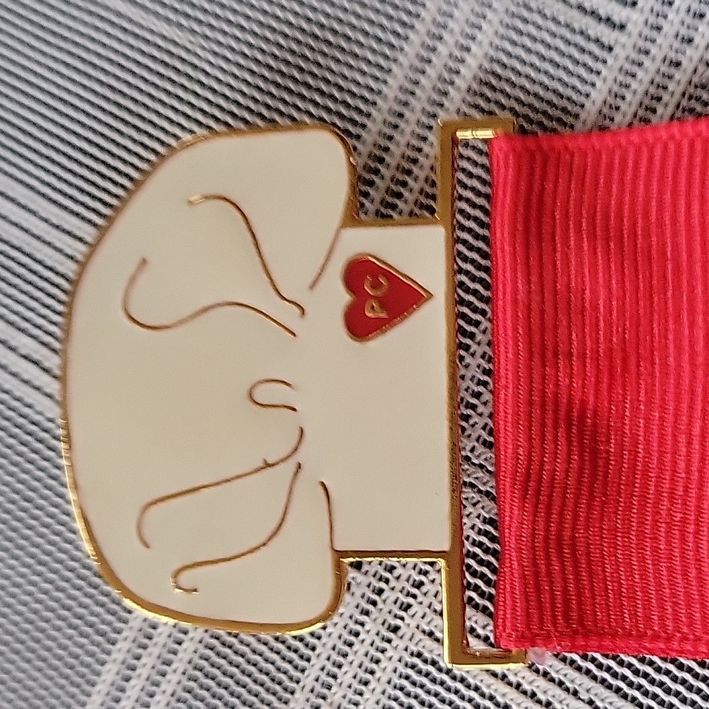 Heart PC Brooch Red Ribbon